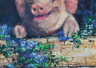 pig original painting by Carolton Barron