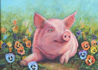 pig original painting by Carolton Barron